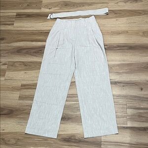 Nine West Cream Beige Wide Leg Pants Matching Belt